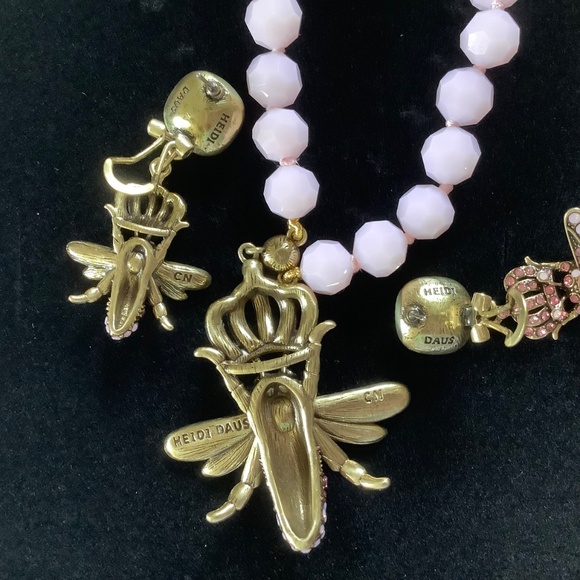 Heidi Daus Majesty The Queen Beaded Crystal Bee Set Necklace Earrings Bracelets - Picture 11 of 16